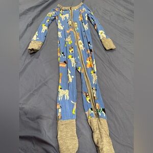 Blue Dog Print Footed Pajamas Little Sleepies